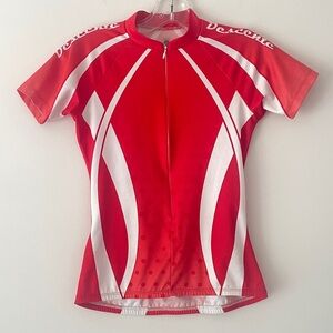 Red and White Descente Cycling Jersey